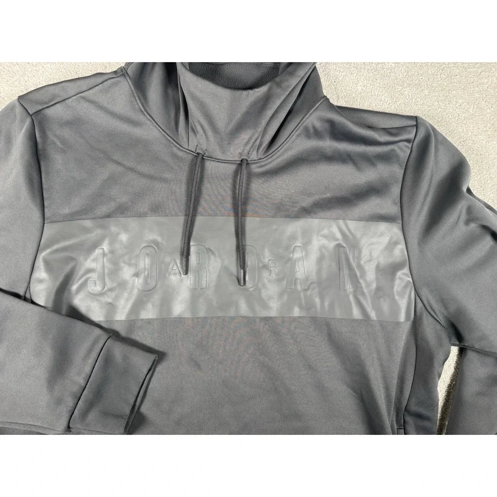 Jordan Therma-Fit Hoodie Men‎ Gray On Gray L/S Pullover Athletic Size XL Jumpman